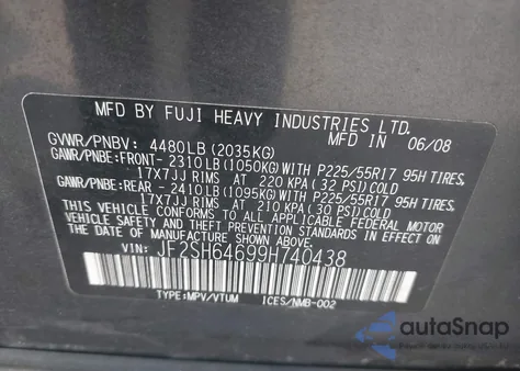 2009 Subaru Forester 2.5X Limited z USA, uszkodzony, nr VIN JF2SH64699H740438